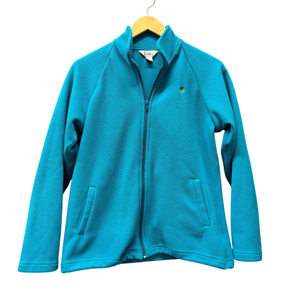 Lilly Pulitzer Fleece Jacket Womens Medium Full Zip Coastal Blue Vintage